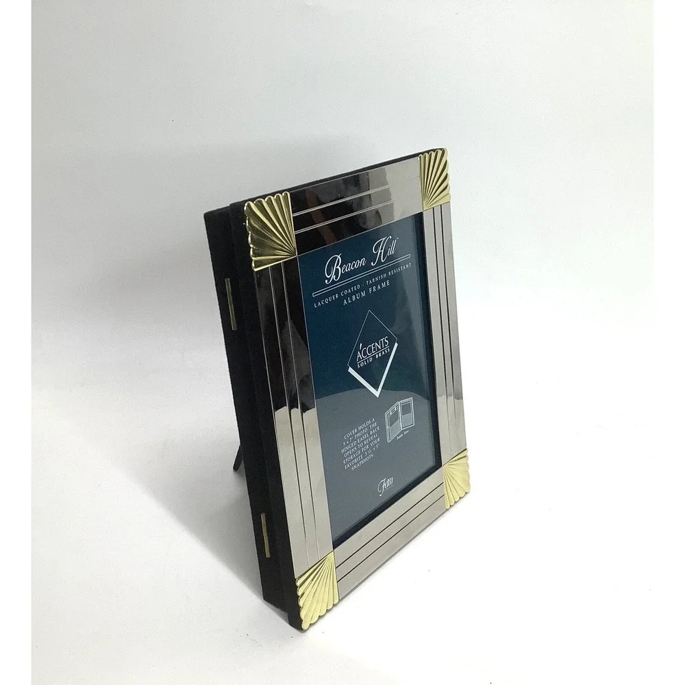 NEW Fetco Solid Brass Beacon Hill Frame Hinged Holds 5 x 7 Photo Box Easel‎